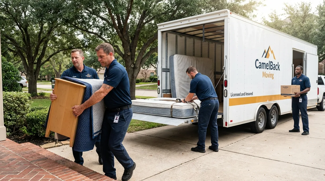 Crew loading residential truck for cross-state move from Fort Washakie, WY