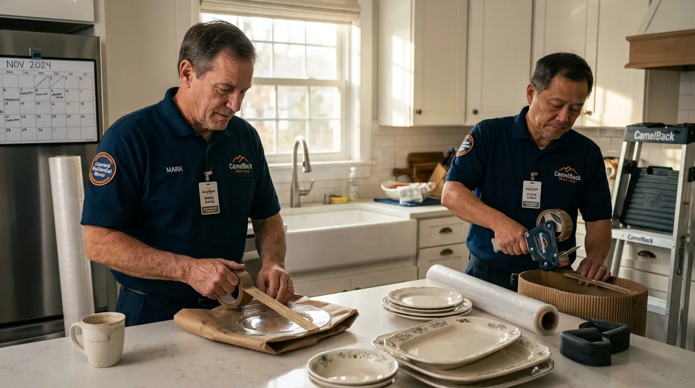 Professional crew packing kitchen dishware in Fort Washakie, WY